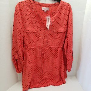 Millenium Maternity Shirt Tunic Dress Orange Black